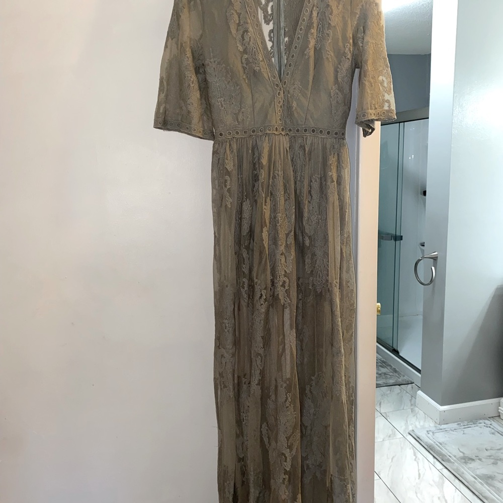 sage romper/dress combo very cute